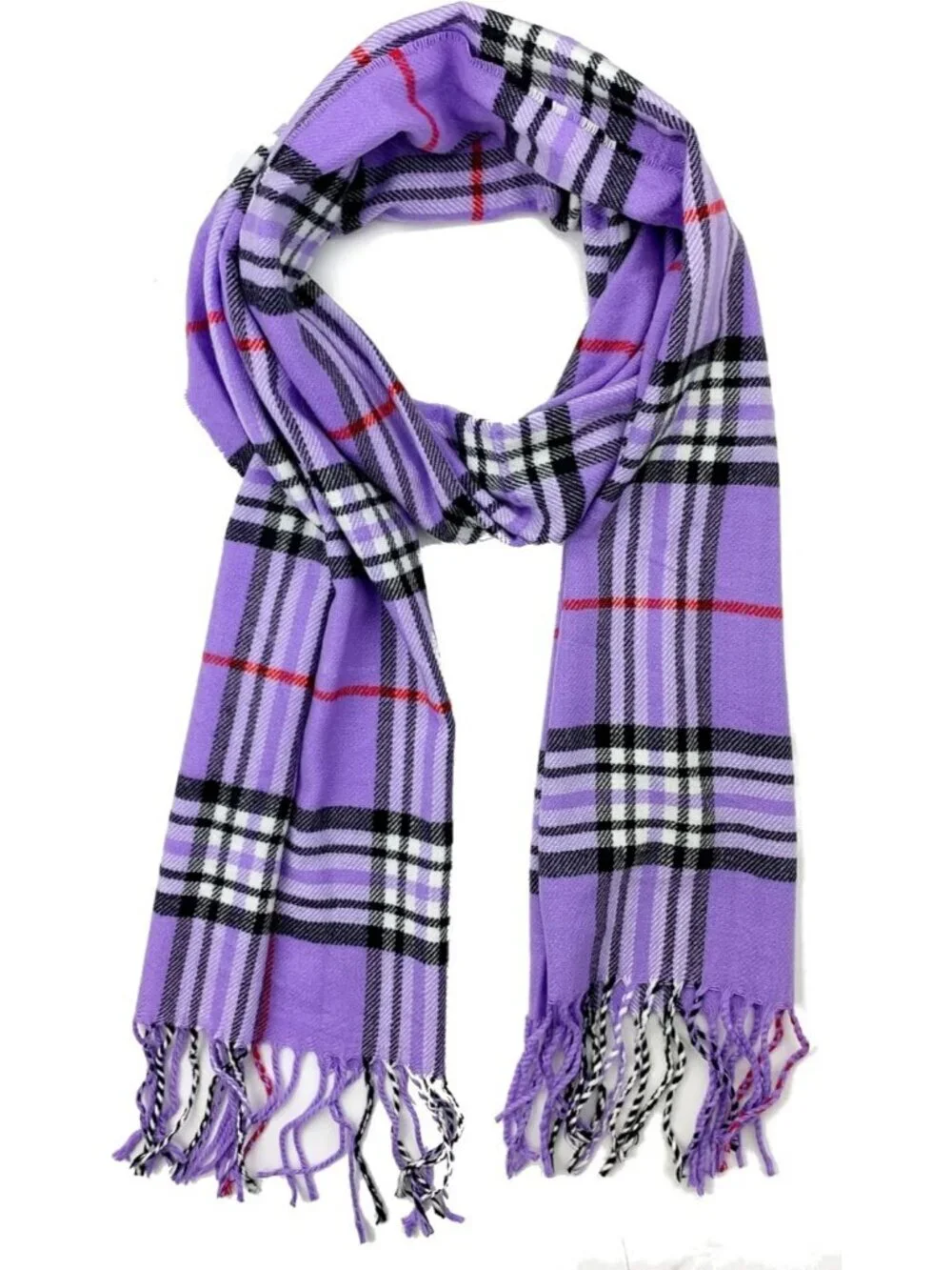 Unisex Lavender Plaid  Feather Super Soft Luxurious Cashmere Scarf